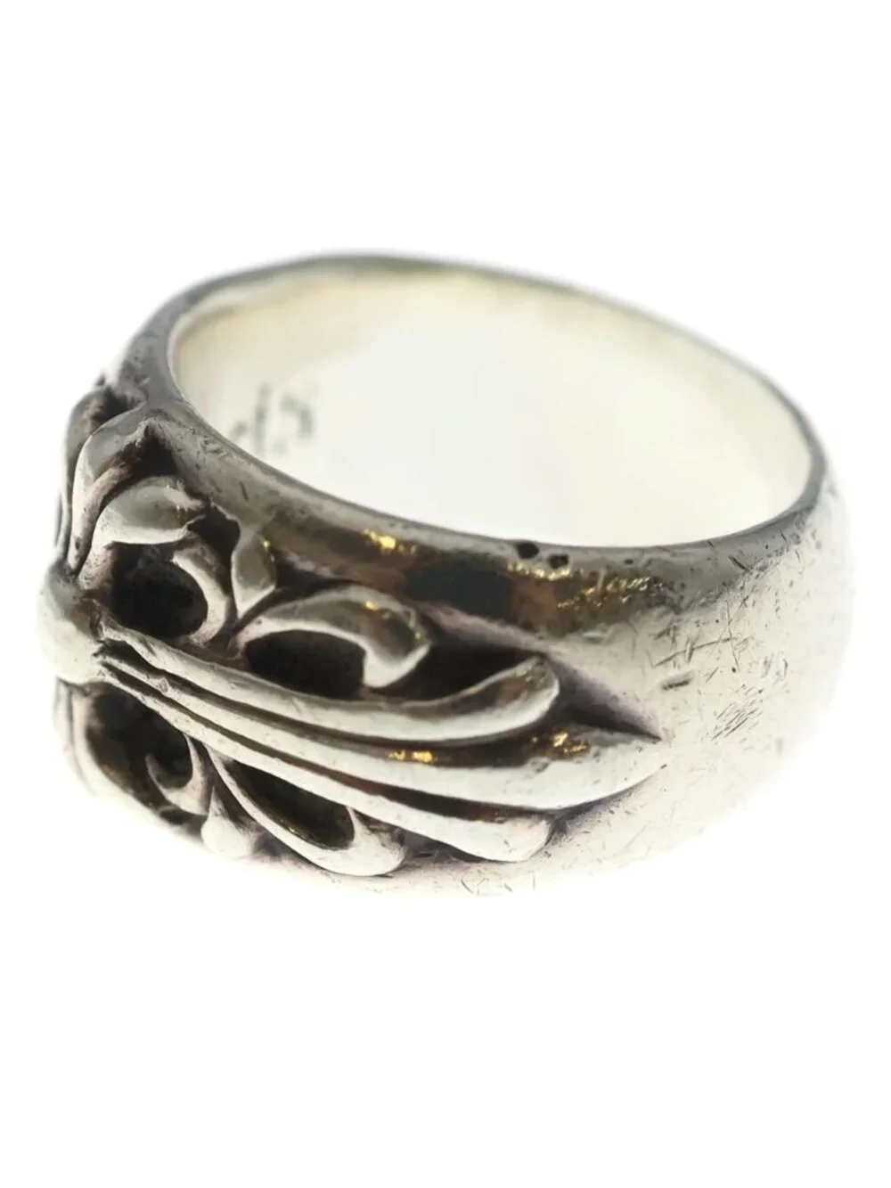 Chrome Hearts Flrl Crs Floral Cross Ring Silver
